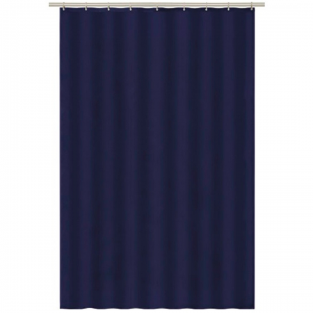 Shower Curtain Drip-dry Navy Blue with Hooks