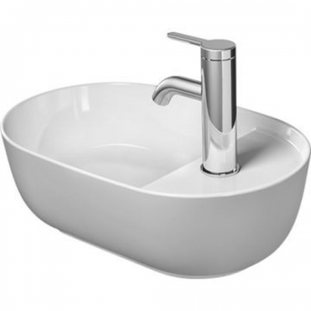 Duravit Luv Basin 038142 420mm Oval C/Top Mixer on side