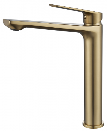 Meissen Vita SL220VILBR Basin Mixer Single Lever Tall Satin Brass